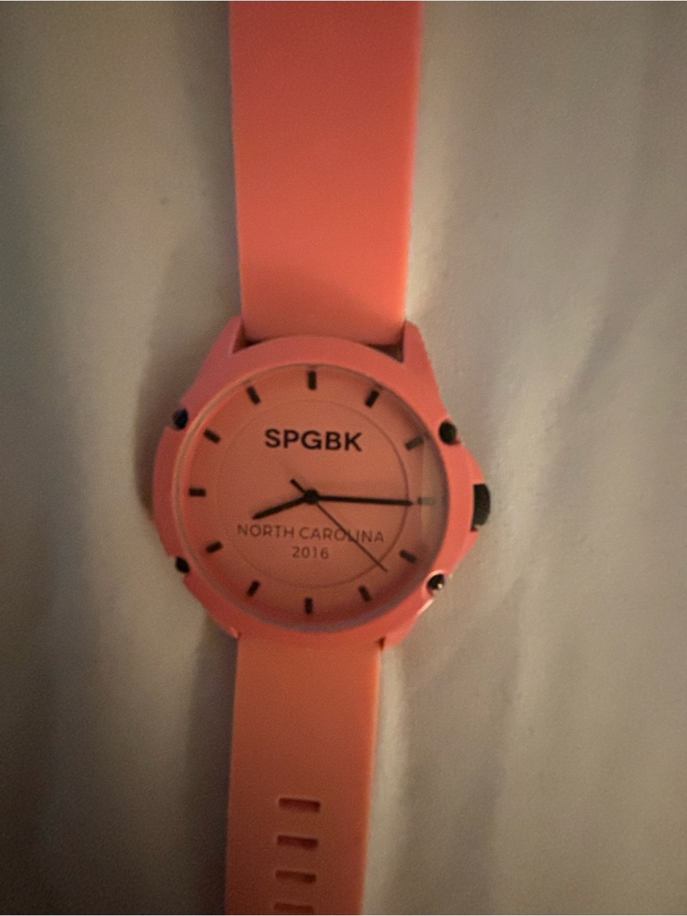 SPGBK Pink Silicone Watch - North Carolina 2016. Large face. Needs battery